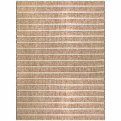 Dywan płaskotkany w pasy do wnętrz i na zewnątrz 8' x 10', beżowo-kremowy