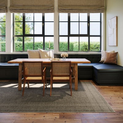 Miękki dywan w kratę, zmywalny 5' x 8', brązowy