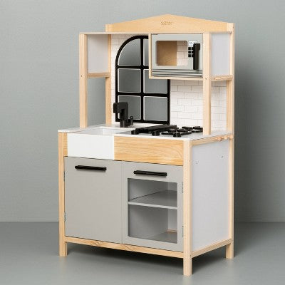 Drewniana kuchnia do zabawy dla dzieci (3+), bez baterii