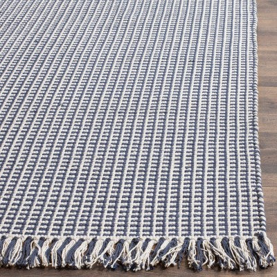 Ręcznie tkany dywan do wnętrz 6' x 6', kremowo-granatowy